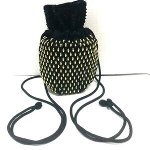 INGE CHRISTOPHER Beaded Drawstring Pouch Purse Bag Women's VTG Whimsigoth Witchy